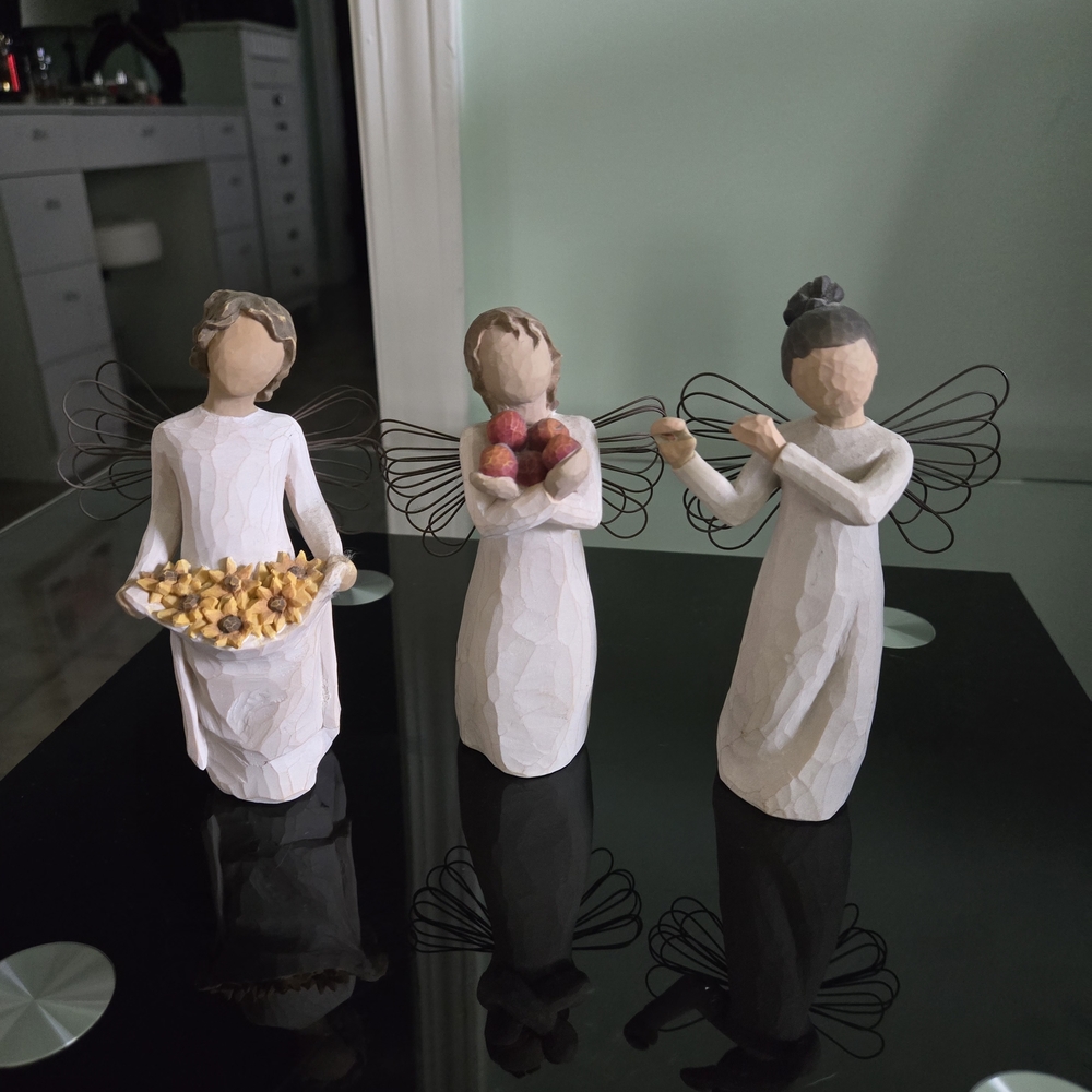 Willow Tree Set Of 3  Angel Figurines - White with Natural Accents